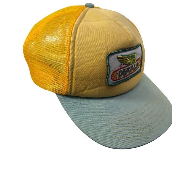 🌽Vintage Dekalb seed Mesh Trucker Hat Cap Seed Corn Snapback Yellow - Picture 2 of 9